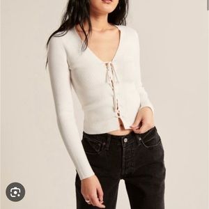Abercrombie & Fitch Elevated Knit Sim Lace Up Cardigan